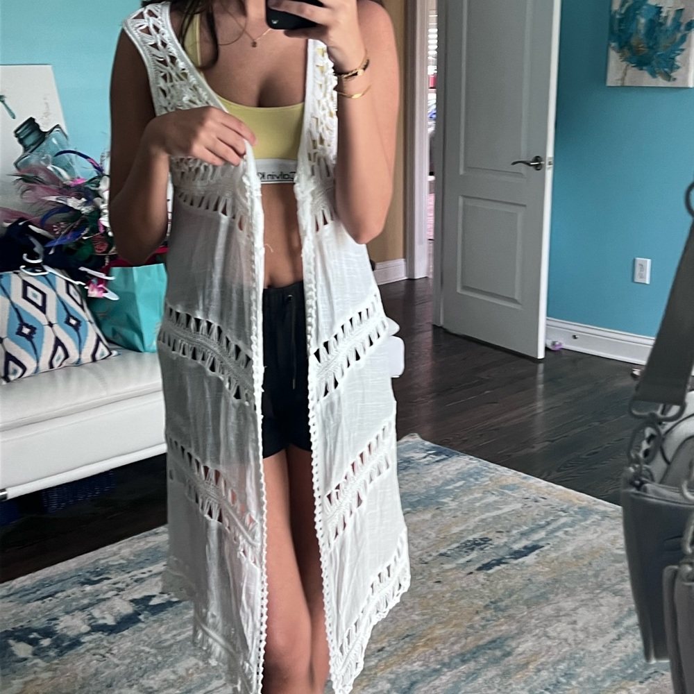 NWT crochet long sweater vest